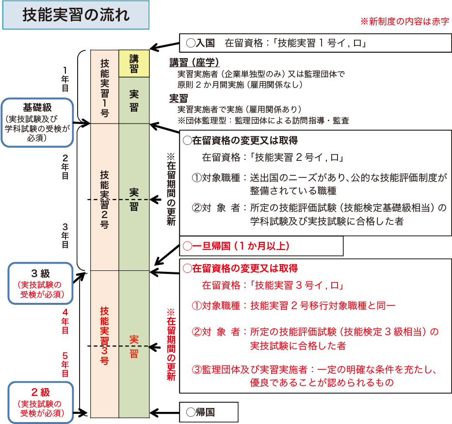 技能実習制度の仕組みと流れ